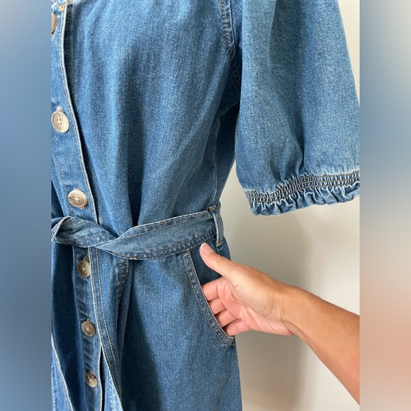 TNR (Bohme) Button Up Denim Dress NWT Belted Cotton Size Small Fall - Picture 3 of 10